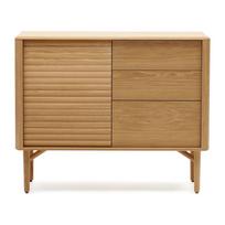 Žema šoninė spintelė natūralios spalvos iš ąžuolo 105x86 cm Lenon – Kave Home