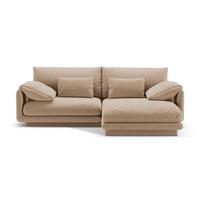 Iš velveto kampinė sofa smėlio spalvos (su dešiniuoju kampu/su gultu) Torino – Micadoni