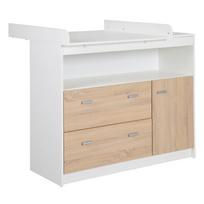 Žema su vystymo stalu vaikiška šoninė spintelė baltos spalvos/natūralios spalvos iš ąžuolo 117x98 cm Gabriella – Roba