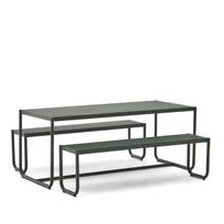 Iš metalo sodo valgomojo komplektas tamsiai žalios spalvos 4 žmonėms Sotil – Kave Home