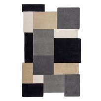 Rankų darbo juodos spalvos/pilkos spalvos iš vilnos kilimas 150x240 cm Collage Monochrome – Flair Rugs