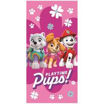 Rožinės spalvos iš medvilnės vaikiškas rankšluostis 70x140 cm Paw Patrol – Jerry Fabrics