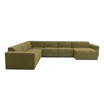Žalios spalvos aksominė modulinė U formos sofa Scandic Sting, dešinysis kampas