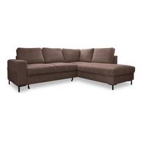 Iš kordinio velveto sulankstoma kampinė sofa rudos spalvos (su dešiniuoju kampu) Lofty Lilly – Miuform