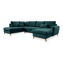 Turkio spalvos sofa-lova U formos Miuform Scandic Lagom, kairysis kampas