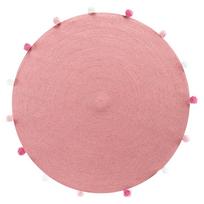 Apvalios formos kilimas rožinės spalvos ø 90 cm Pompomparty – douceur d'intérieur