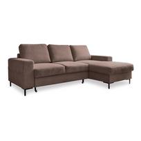 Iš kordinio velveto sulankstoma kampinė sofa rudos spalvos (su dešiniuoju kampu) Lofty Lilly – Miuform
