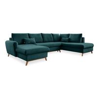 Turkio spalvos sofa-lova U formos Miuform Scandic Lagom, dešinysis kampas