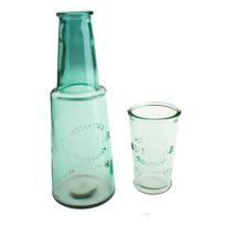 Žalios spalvos stiklinis grafinas su stikline, 800 ml