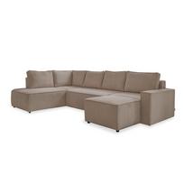Iš kordinio velveto sulankstoma kampinė sofa smėlio spalvos (su kairiuoju kampu/„U“ formos) Brave Dave – Miuform
