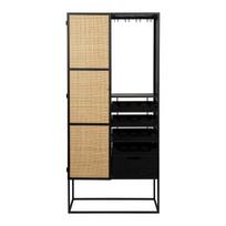 Juoda rotango vyno lentyna 16 butelių, 80x175 cm Guuji - White Label