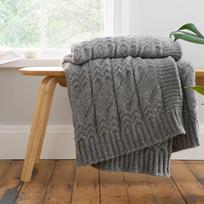 Pilka megzta antklodė ir pledas 150x200 cm Cable Knit – Bianca