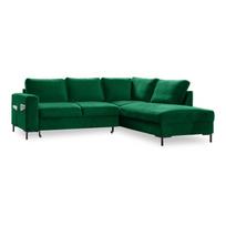 Iš velveto sulankstoma kampinė sofa tamsiai žalios spalvos (su dešiniuoju kampu) Lofty Lilly – Miuform