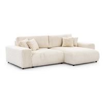 Kreminės spalvos iš kordinio velveto sulankstoma/su sandėliavimo vieta kampinė sofa (su dešiniuoju kampu) Sarina – Ropez