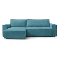 Iš kordinio velveto sulankstoma kampinė sofa turkio spalvos Nihad – Bobochic Paris