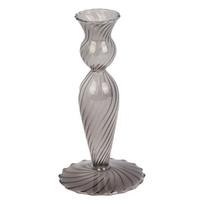 Pilka stiklo žvakidė PT LIVING Swirl, aukštis 17 cm