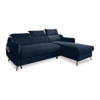 Sulankstoma kampinė sofa iš velveto tamsiai mėlynos spalvos (su dešiniuoju kampu) Sweet Harmony – Miuform