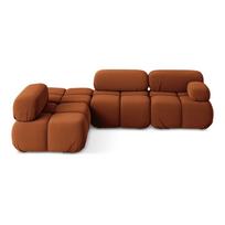 Oranžinės spalvos iš velveto modulinė kampinė sofa (su kairiuoju kampu) Lokua – Makamii