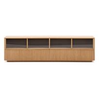 Natūralios spalvos TV spintelė iš ąžuolo 200x54x40 cm Helvine – Kave Home