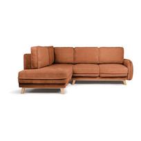 Iš kordinio velveto sulankstoma kampinė sofa oranžinės spalvos (su kairiuoju kampu) Tori – Bonami Selection