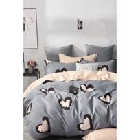 Iš ranforce medvilnės dvigulė/itin ilga patalynė pilkos spalvos/smėlio spalvos su paklode/4 dalių 200x220 cm Double Heart – Mila Home