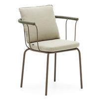 Žalia / smėlio spalvos metalinė sodo kėdė Salguer - Kave Home