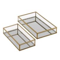 Iš metalo dekoratyviniai padėklai 2 vnt. 14x24 cm – Casa Selección