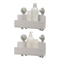 2 baltos kampinės plastikinės vonios kambario lentynos EasyStore - Joseph Joseph