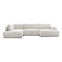 Kreminės spalvos sulankstoma/su sandėliavimo vieta kampinė sofa iš kordinio velveto (su kairiuoju kampu/„U“ formos) Lucien – Bobochic Paris