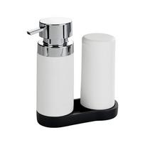 2 baltų skalbimo miltelių dozatorių su padėkliukais rinkinys Wenko Squeeze, 250 ml
