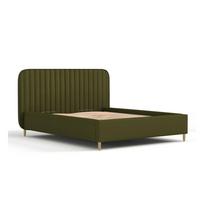 Dvigulė lova žalios spalvos audiniu dengta su sandėliavimo vieta su lovos grotelėmis 180x200 cm Noto – Maison de Rêve