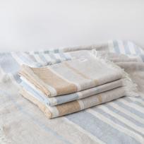 Mėlyna iš lino paplūdimio antklodė ir pledas 140x170 cm Allure Stripe – Linen Tales