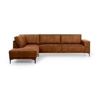 Iš dirbtinės odos kampinė sofa konjako rudos spalvos (su kairiuoju kampu) Copenhagen – Scandic