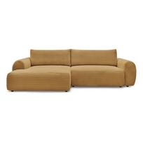Iš kordinio velveto sulankstoma kampinė sofa garstyčių spalvos (su kairiuoju kampu) Lucien – Bobochic Paris