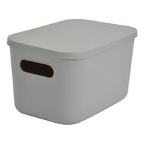 Iš plastiko daiktadėžė pilkos spalvos su dangčiu 24,5x18x15 cm – Homéa