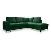 Iš kordinio velveto sulankstoma kampinė sofa tamsiai žalios spalvos (su dešiniuoju kampu) Lofty Lilly – Miuform