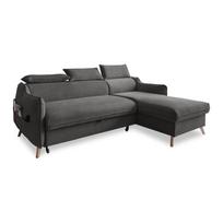 Sulankstoma kampinė sofa iš velveto tamsiai pilkos spalvos (su dešiniuoju kampu) Sweet Harmony – Miuform