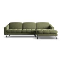 Žalios spalvos iš velveto kampinė sofa (su dešiniuoju kampu) Nalu – Makamii