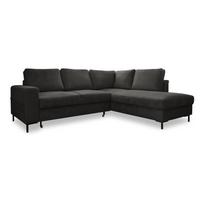 Iš kordinio velveto sulankstoma kampinė sofa tamsiai pilkos spalvos (su dešiniuoju kampu) Lofty Lilly – Miuform