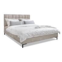 Dvigulė lova smėlio spalvos audiniu dengta su lovos grotelėmis 140x200 cm Eve – Miuform