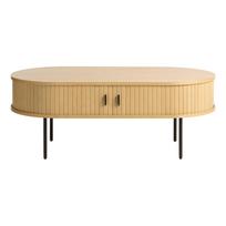 Natūralios spalvos ąžuolo apdailos kavos staliukas 60x120 cm Nola - Unique Furniture