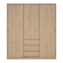 Natūralios spalvos drabužių spinta iš ąžuolo su stumdomomis durimis 177x200x60 cm Naia – Tvilum