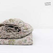 Paklodė iš lino natūralios spalvos su guma 90x200 cm Botany 2 – Linen Tales