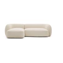 Kreminės spalvos iš šenilinio audinio kampinė sofa (su kairiuoju kampu/su gultu) Martina – Kave Home