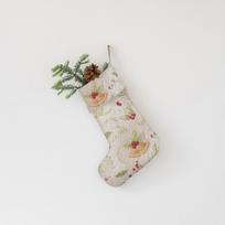 Iš tekstilės Kalėdinės kojinės Christmas Print Natural – Linen Tales