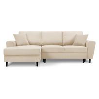 Smėlio spalvos iš kordinio velveto sulankstoma/su sandėliavimo vieta kampinė sofa (su kairiuoju kampu/su gultu) Kyoto – Cosmopolitan Design