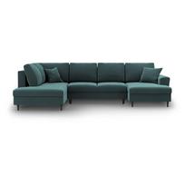 Smaragdinės spalvos iš velveto sulankstoma/su sandėliavimo vieta kampinė sofa (su kairiuoju kampu/„U“ formos) Kyoto – Cosmopolitan Design