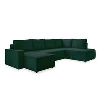 Iš kordinio velveto sulankstoma kampinė sofa tamsiai žalios spalvos (su dešiniuoju kampu/„U“ formos) Brave Dave – Miuform