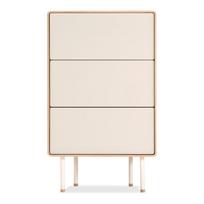 Iš ąžuolo masyvo aukšta šoninė spintelė baltos spalvos/natūralios spalvos 60x100 cm Fina – Gazzda