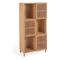 Knygų spinta natūralios spalvos iš ąžuolo su stumdomomis durimis 85x170 cm Beyla – Kave Home